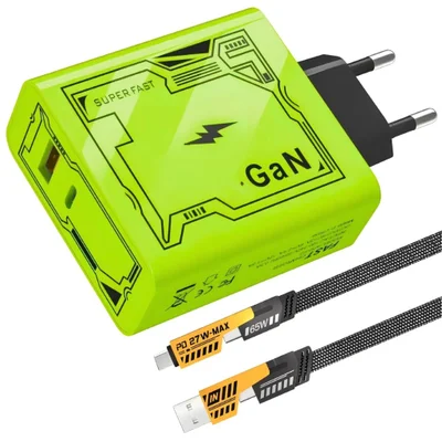 Carregador E Cabo 120w Pd Turbo Android Ios Verde + Cabo 4 Em 1