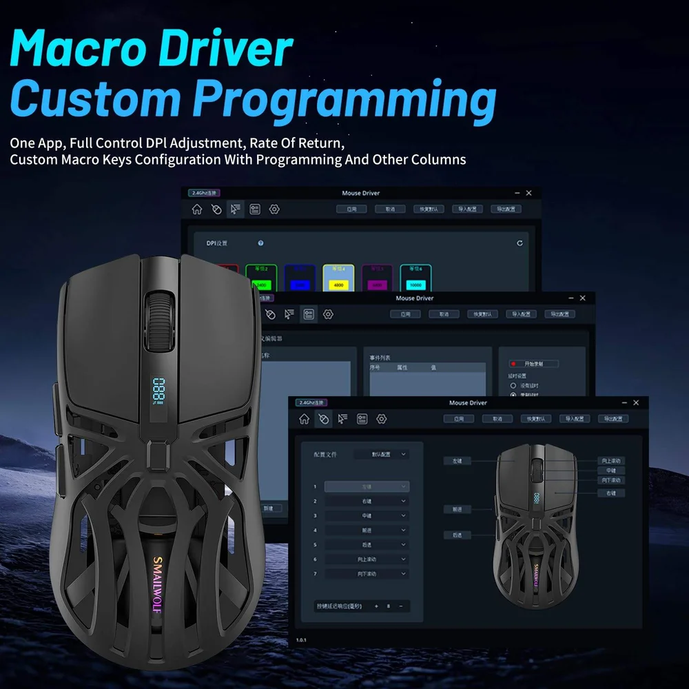 Mouse Rs8, 10000dpi, Conexão De Três Modos Gamer Sem Fio