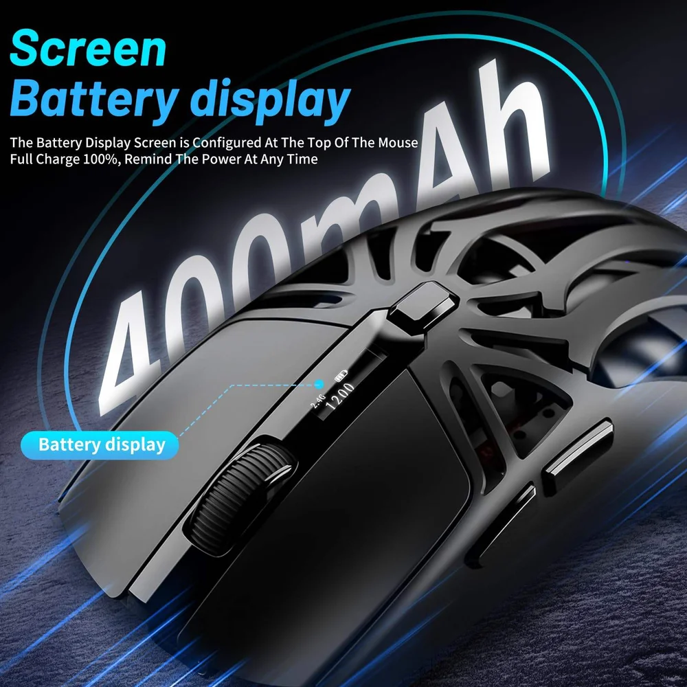 Mouse Rs8, 10000dpi, Conexão De Três Modos Gamer Sem Fio