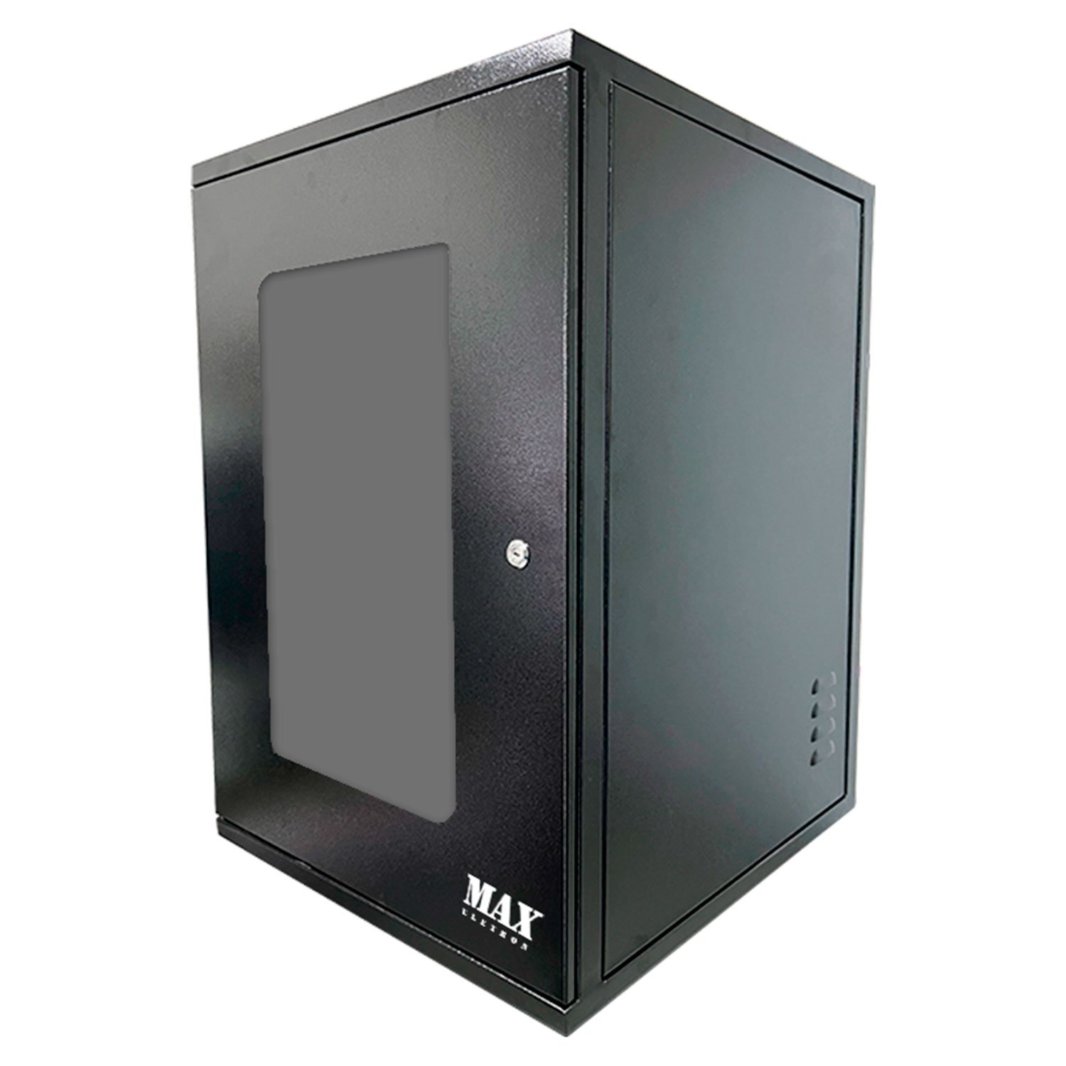 Rack De Parede Max Eletron Padrão 19" 12u 570mm, Visor De Acrílico - Preto