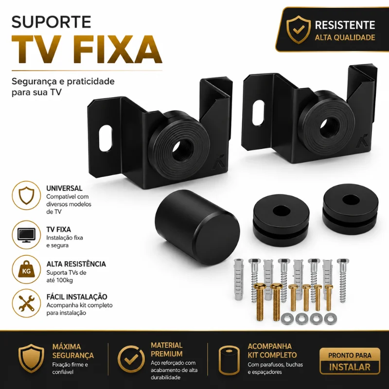 Imagem 3 de 4 do produto Suporte Tv Fixo Em Ferro Uso Doméstico Modelo Fbg-3402  Alta Resistência | Fácil Instalação | Compatível Com Diversas Tv