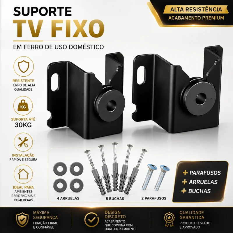 Imagem 4 de 4 do produto Suporte Tv Fixo Em Ferro Uso Doméstico Modelo Fbg-3402  Alta Resistência | Fácil Instalação | Compatível Com Diversas Tv