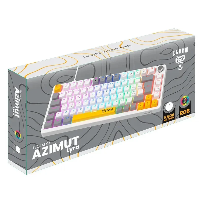 Imagem 2 de 5 do produto Teclado Gamer 75% Azimut Lyra - Branco/cinza - Software/RGB - Mecanico - Clanm