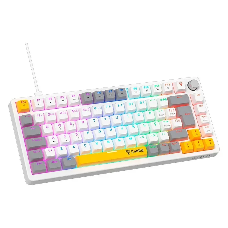 Imagem 3 de 5 do produto Teclado Gamer 75% Azimut Lyra - Branco/cinza - Software/RGB - Mecanico - Clanm
