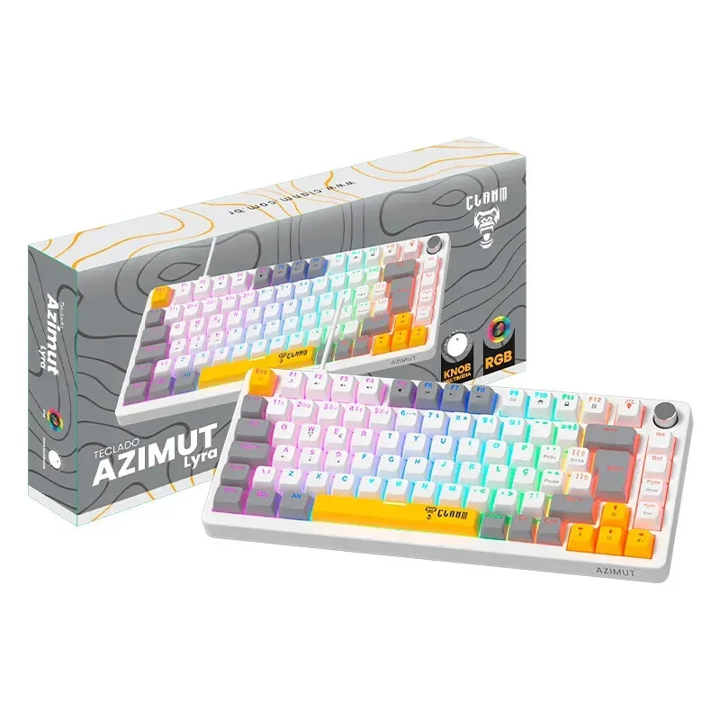 Imagem 5 de 5 do produto Teclado Gamer 75% Azimut Lyra - Branco/cinza - Software/RGB - Mecanico - Clanm
