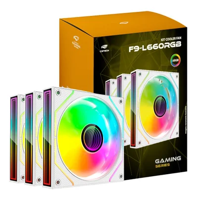 Kit Cooler Fan F9-l660wh ARGB C3tech