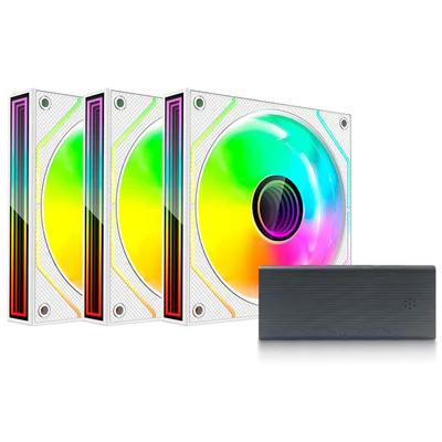 Kit Cooler Fan C3tech F9-l660wh, 120mm, ARGB 4 Pinos, 1200 Rpm, C/ Controladora + Controle, Silencioso - Branco