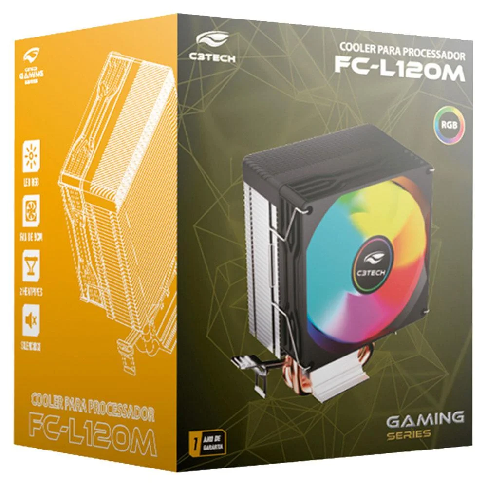 Cooler Para Processador C3tech Multicolor 90mm Fc-l120m 7