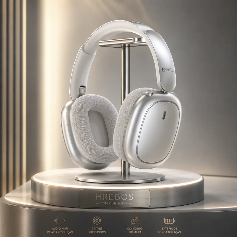 Imagem 3 de 5 do produto Hrebos Premium Hp-400 Condor Sound Bluetooth 6.0 | Headphone Over-ear Com Graves Potentes E Até 21h De Bateria Cor:branc