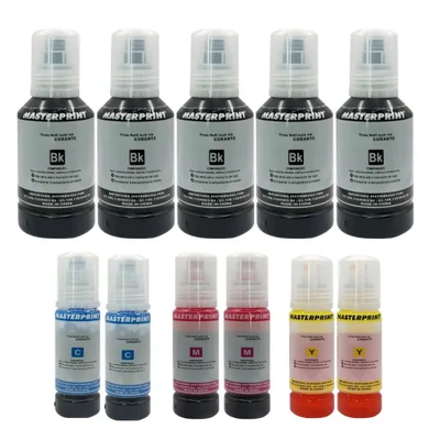 Kit 11 Refil Tinta Uso Eco Epson T504 T544 L3110 L3150 L3250