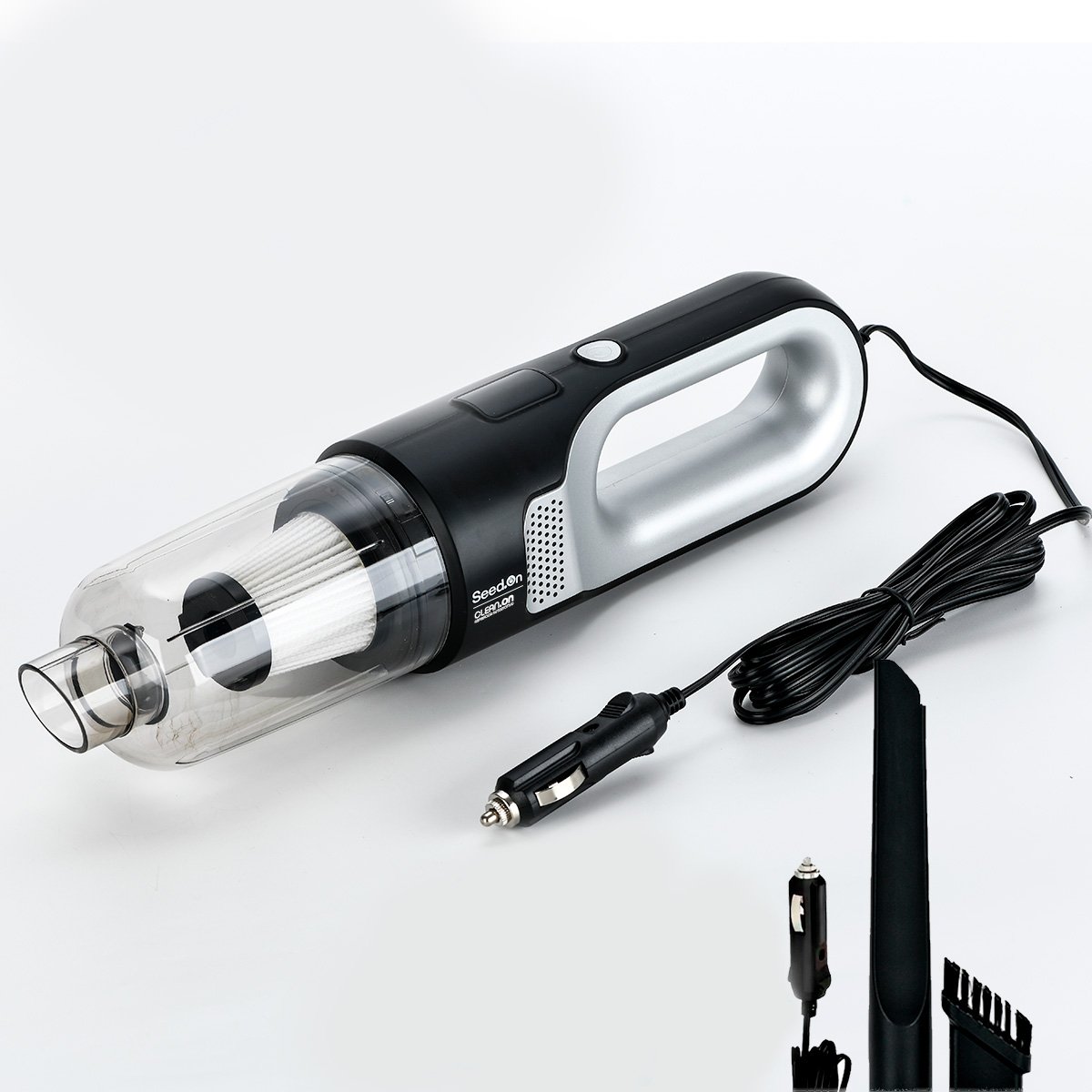 Aspirador Portátil De Mão Automotivo Portátil 12v 180W Cabo Bico Extra Longo 4m e Filtro Hepa Lavável Removível Preto Lançamento Premium Seed On
