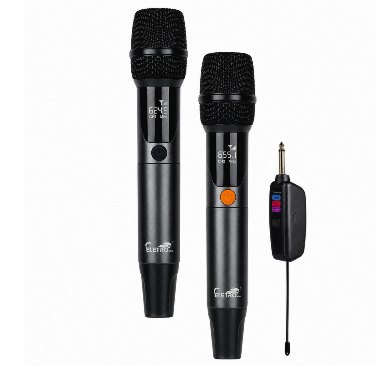 Kit 02 Microfones Sem Fio P10 Wireless Karaokê Profissional