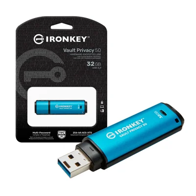 Pen Drive  32gb Usb C3.2 Ironkey Vault Privacy 50 250mbs Lei Ikvp50c/32gb Kingston