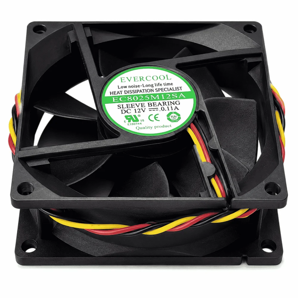 Cooler Fan Evercool Ec8025m12sa 80x80x25mm Sleeve 3 Pinos 12v 6