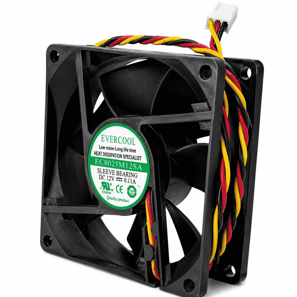 Cooler Fan Evercool Ec8025m12sa 80x80x25mm Sleeve 3 Pinos 12v 7