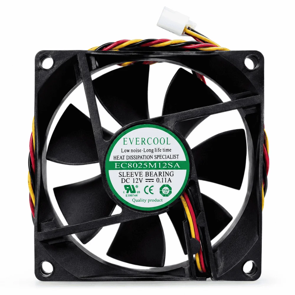 Cooler Fan Evercool Ec8025m12sa 80x80x25mm Sleeve 3 Pinos 12v 8