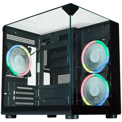 Gabinete Gamer Aquário K-mex Visão Micro Cg-02m2, Lateral E Superior Em Vidro Temp. Micro Atx, Preto - Cg02m2rh001cb0x