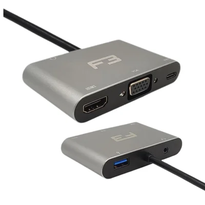 Cabo Adaptador 5 Em 1 HDMI Vga Usb-c 3.1 Áudio
