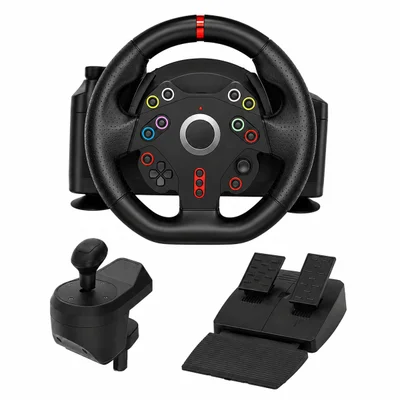 Volante Gamer Com Câmbio E Pedal Vibração 270 Graus Para PC Console Usb Kp-5817