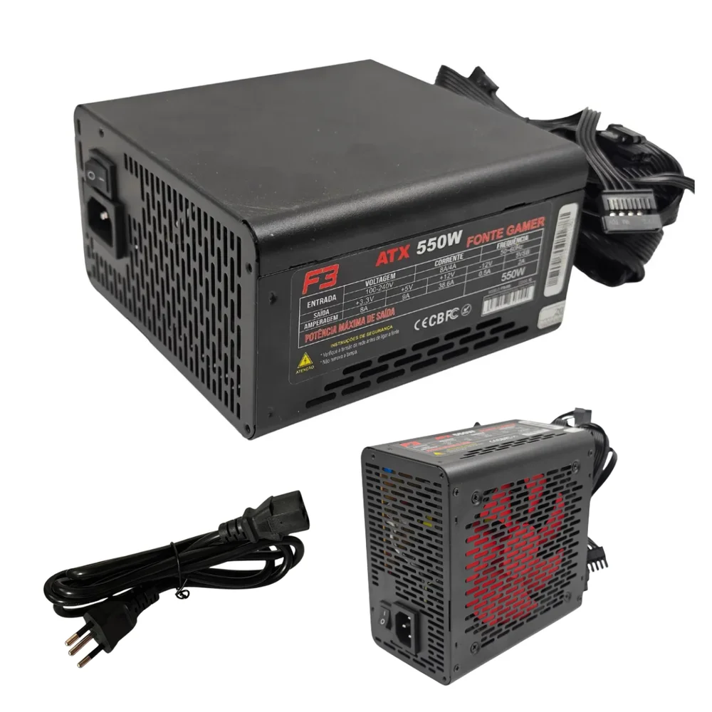 Fonte Gamer Atx 550w  80 Plus Bronze Com Cabo Ft8-550