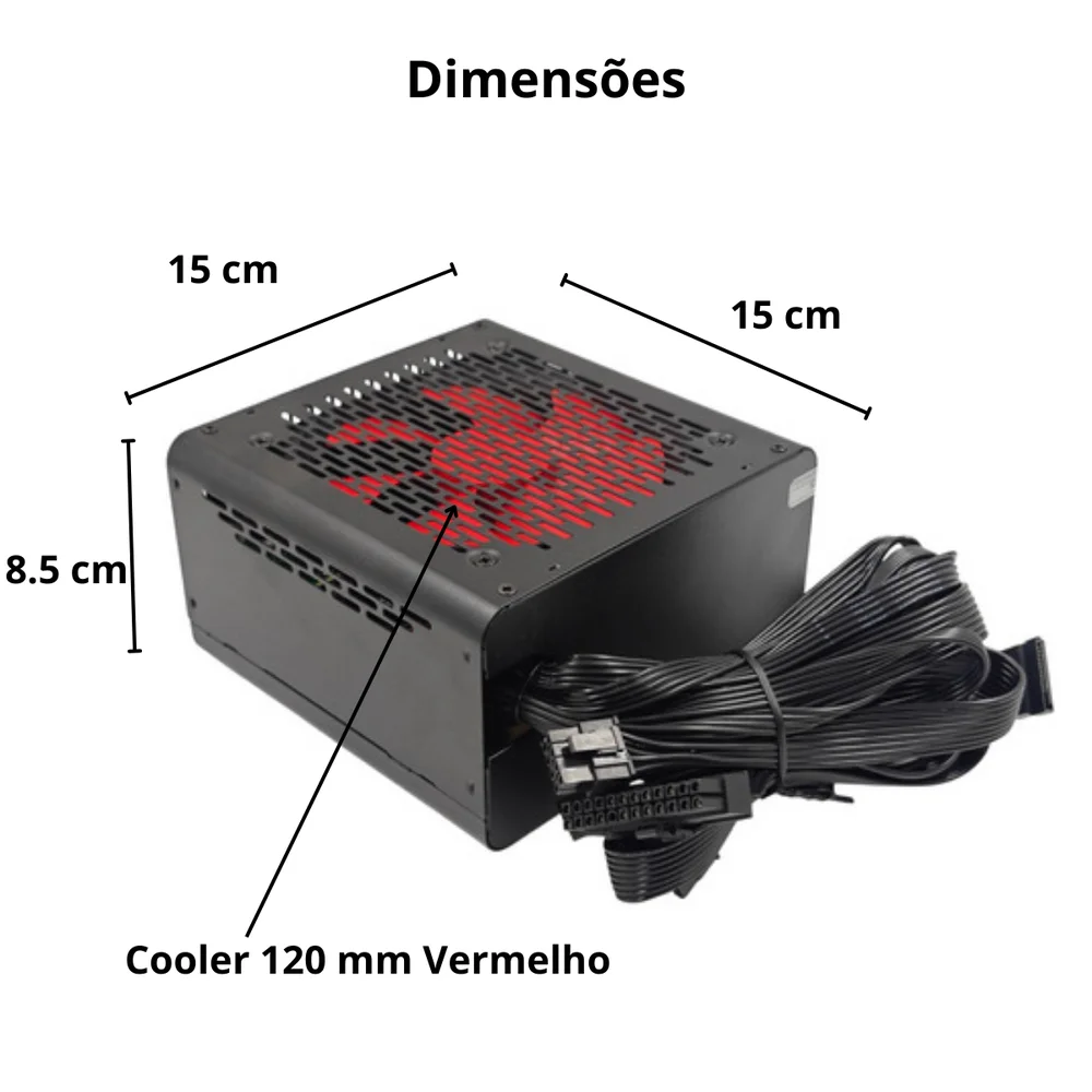 Imagem 2 de 5 do produto Fonte Gamer Atx 550w  80 Plus Bronze Com Cabo Ft8-550