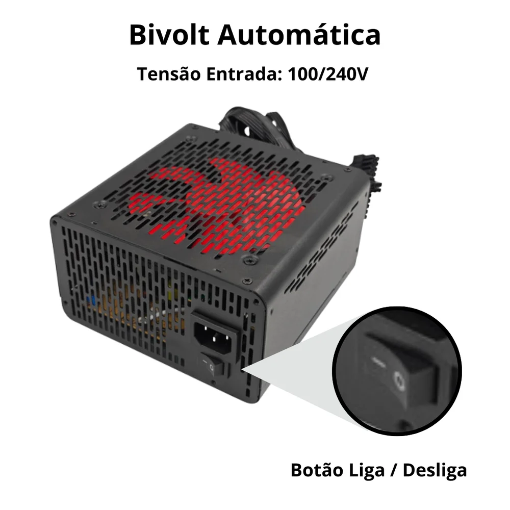 Imagem 5 de 5 do produto Fonte Gamer Atx 550w  80 Plus Bronze Com Cabo Ft8-550