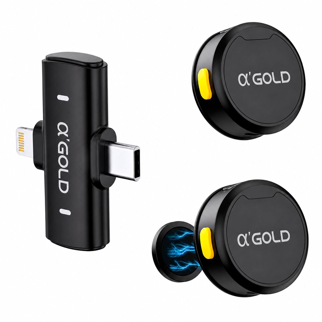Microfone Lapela A'gold Mcf-38d Preto Sem Fio 2 Unidades - Ac3180