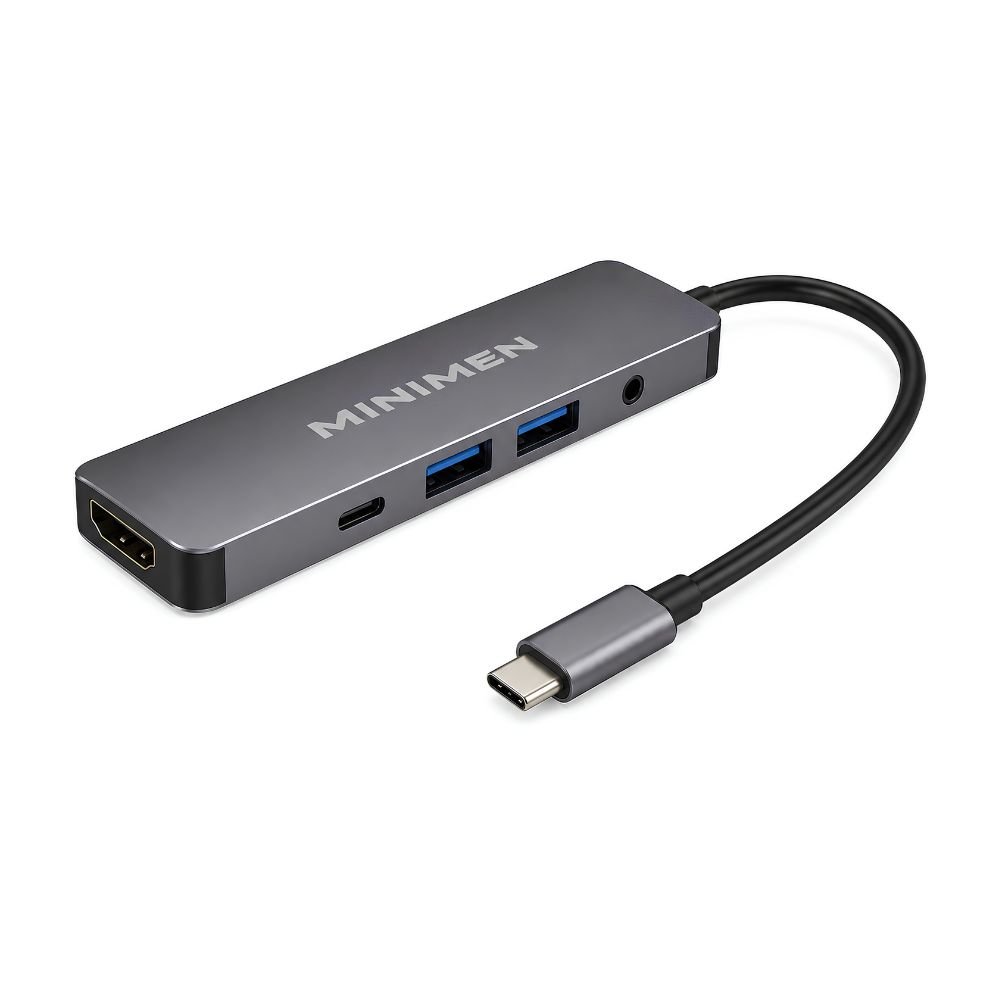 Hub Adaptador Usb-c 5 Em 1 HDMI 4k 2x Usb  3.0 Pd Audio P2