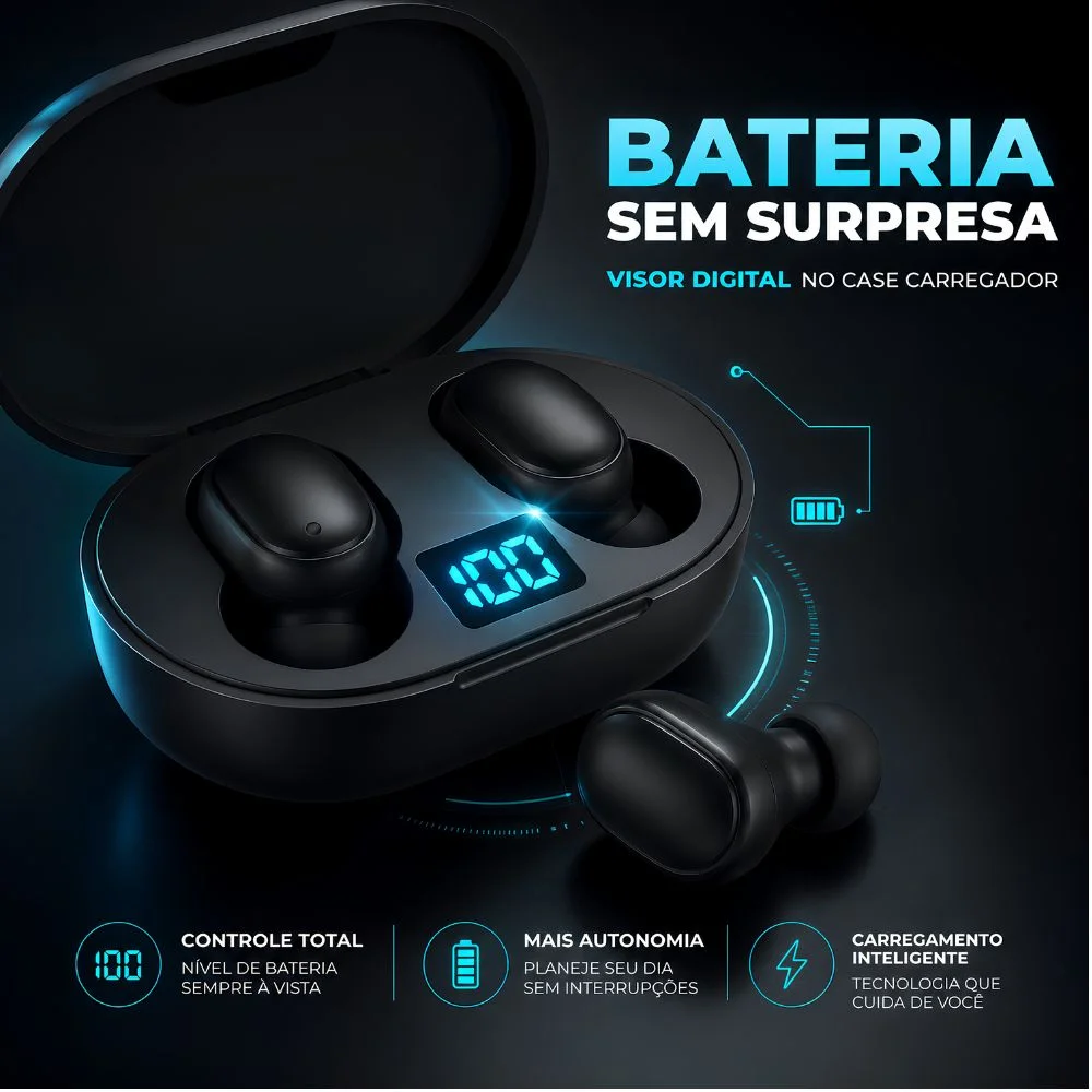 Fone De Ouvido Bluetooth 5.0 Sem Fio Com Visor Preto Fone De Ouvido Bluetooth 5.0 Sem Fio Com Visor Preto