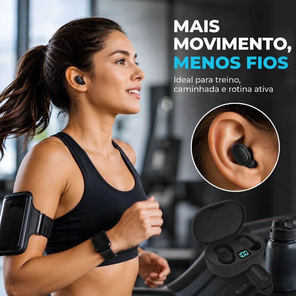 Fone De Ouvido Bluetooth 5.0 Sem Fio Com Visor Preto Fone De Ouvido Bluetooth 5.0 Sem Fio Com Visor Preto