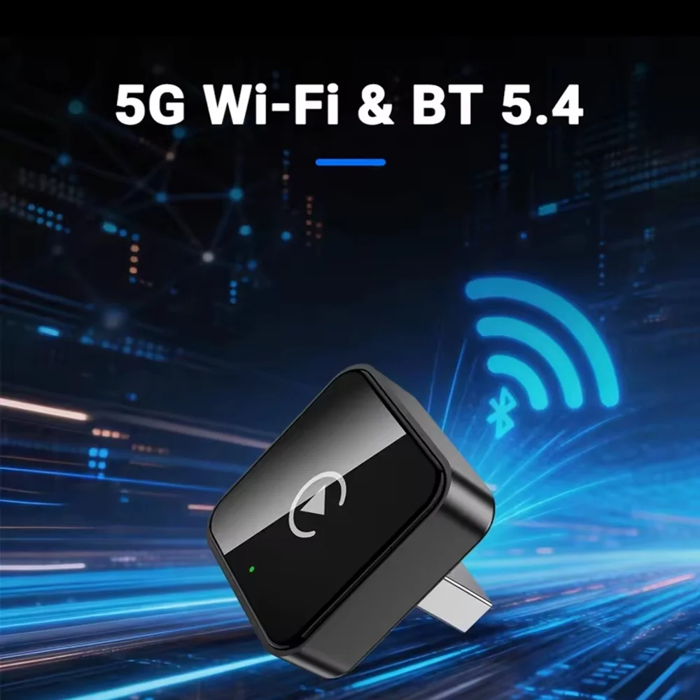 Imagem 2 de 5 do produto Adaptador 2 Em 1 Wireless Carplay E Android Auto Bluetooth 5.4 Usb Plug & Play Para Multimídia Automotiva