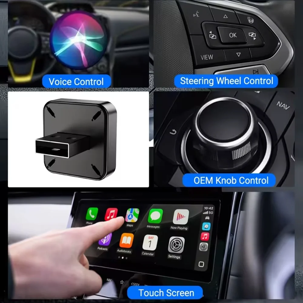 Imagem 3 de 5 do produto Adaptador 2 Em 1 Wireless Carplay E Android Auto Bluetooth 5.4 Usb Plug & Play Para Multimídia Automotiva