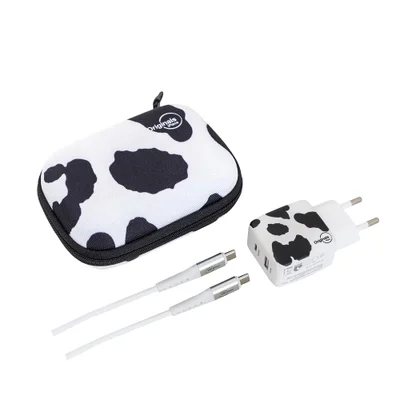 Kit Viagem Cow Animal Print Usb-c 30w   Iplace Com Carregador E Cabo