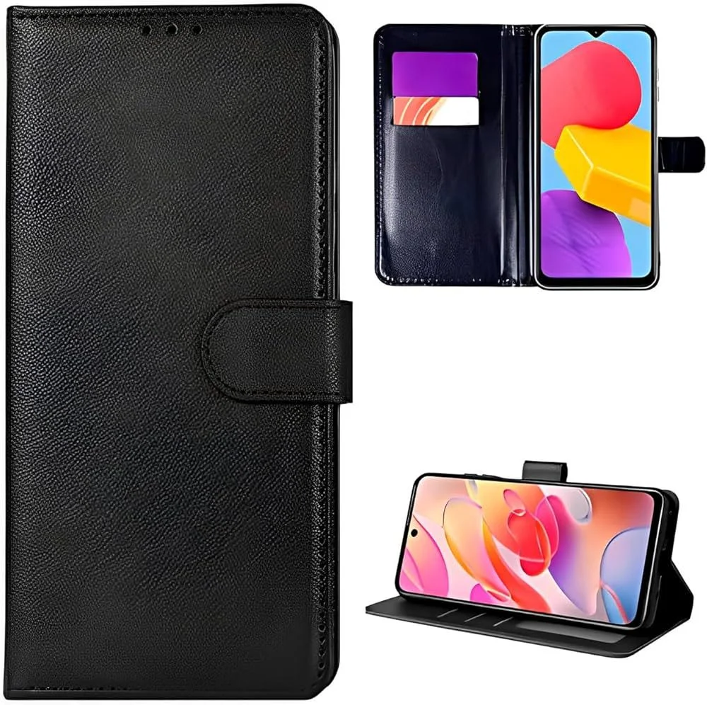 Imagem 5 de 5 do produto Capa Carteira Flip Preta + Película 3d De Vidro Para Samsung Galaxy A15