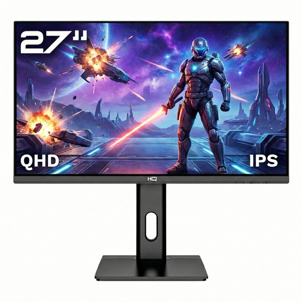 Monitor Gamer Hq 27”, Ips, 1ms, Qhd 2560x1440, Ergonômico, Ajuste De Altura E Rotação, HDMI, Dp,vesa, Frameless Hq27aj75g