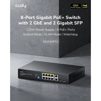 Switch Poe+ 8 Portas 120w 2 Uplink 2 Sfp Gigabit 250m Ip — foto 4