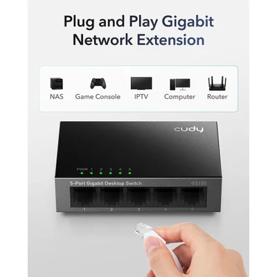 Switch Gigabit Ethernet 5 Porta 10/100/1000 Cudy Gs105 Preto — foto 4