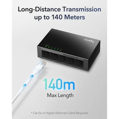 Switch Gigabit Ethernet 5 Porta 10/100/1000 Cudy Gs105 Preto — foto 5