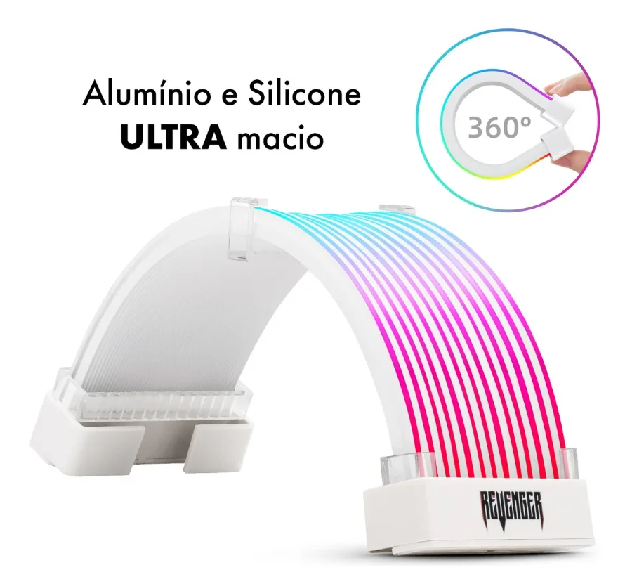 Cabo Argn Para Gpu 24 Pinos RGB | Compatível Aura Sync Mystuc Light | 80 LEDs 7