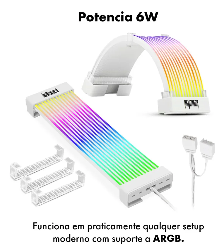 Imagem 2 de 4 do produto Cabo Argn Para Gpu 24 Pinos RGB | Compatível Aura Sync Mystuc Light | 80 LEDs