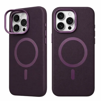 Capa Magnética Couro Premium Iphone 16 Pro Max + Películas Reforçada Para Câmera
