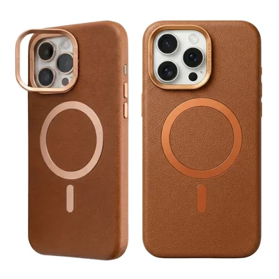 Capa Magnética Couro Premium Iphone 17 Pro + Películas Reforçada Para Câmera