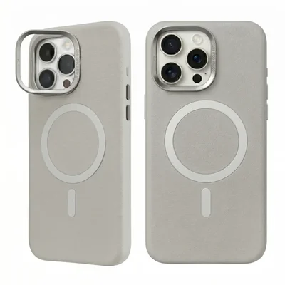 Capa Magnética Couro Premium Iphone 15 Pro + Películas Reforçada Para Câmera