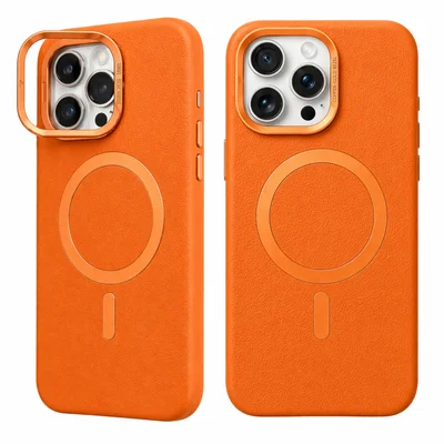 Capa Magnética Couro Premium Iphone 17 Pro Max + Películas Reforçada Para Câmera