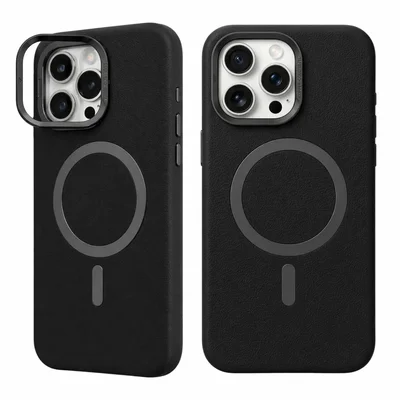 Capa Magnética Couro Premium Iphone 16 Pro Max + Películas Reforçada Para Câmera