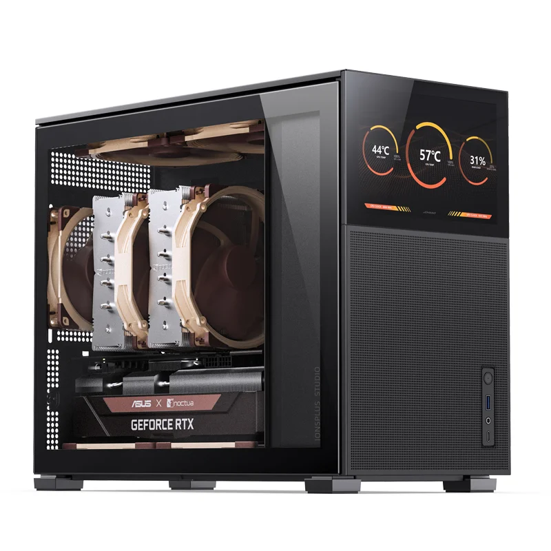 Gabinete Preto Atx Alumínio Jonsbo D31 Mesh Screen (com Tela Lcd) - Preto