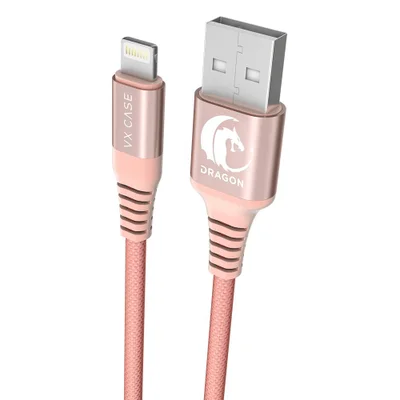 Cabo Para Iphone/ipad Usb Lightning Mfi Dragon 1,20m Vx Case Rosê