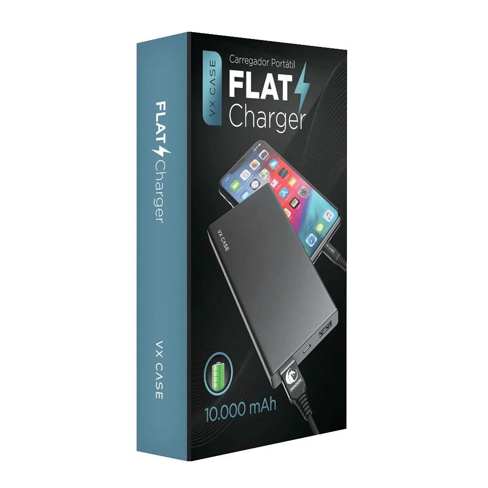 Imagem 2 de 4 do produto Bateria Externa Vx Case Flat Charger 10000mah - Preto