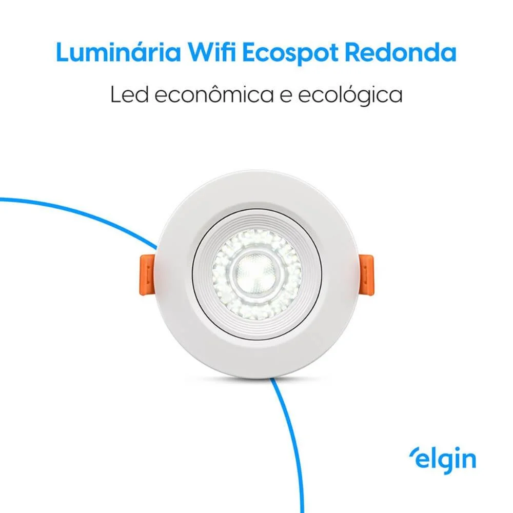 Imagem 5 de 5 do produto Luminária LED Ecospot Inteligente 5w 3000-6500k Elgin Redonda Wifi RGB Bivolt