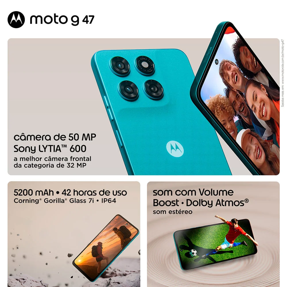 Imagem 2 de 5 do produto Smartphone Motorola Moto G47 5G, 128GB, 12GB (4GB RAM + 8GB RAM Boost), Câmera 50 Mp, Tela 6.7”, Azul Náutico